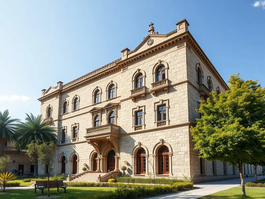 A photograph of a newly restored historical building in Naillat, showcasing its architectural details and blending seamlessly with the surrounding landscape.
